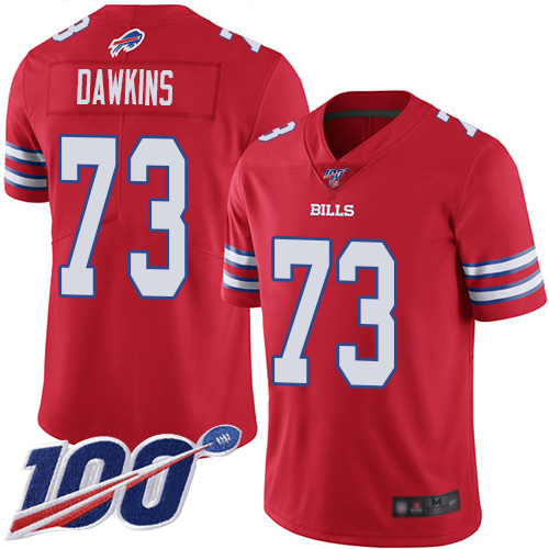 Men Buffalo Bills 73 Dion Dawkins Limited Red Rush Vapor Untouchable 100th Season NFL Jersey